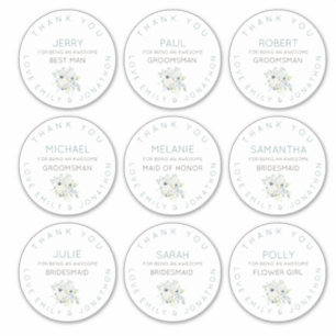 Sticker 9 Nom individuel Merci Née Floral Grand