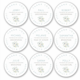 Sticker 9 Nom individuel Merci Née Florale Petite