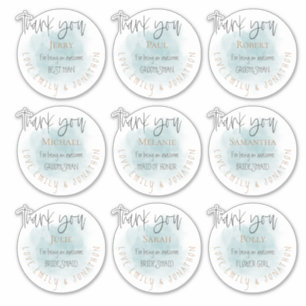 Sticker 9 Noms individuels Merci Mariage de message Turquo