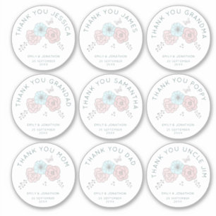 Sticker 9 Petit Nom Individuel Merci Mariage Fleur