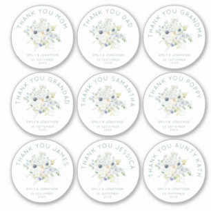 Sticker 9 Petit Nom individuel Merci Mariage Floral
