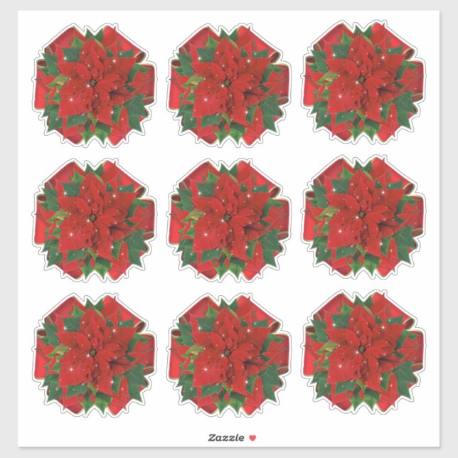 Sticker 9 Poinsettia preuve de broyage Enveloppement cadea (Feuille)