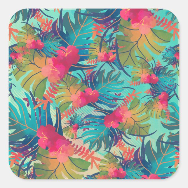 Sticker à aquarelle florale tropicale (Devant)