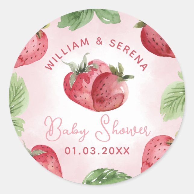 Sticker à Baby shower de fraise rose mûre (Devant)