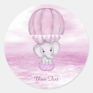 Sticker à ballon à air chaud pour éléphant rose