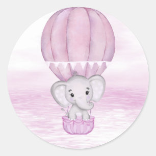 Sticker à ballon à air chaud pour éléphant rose