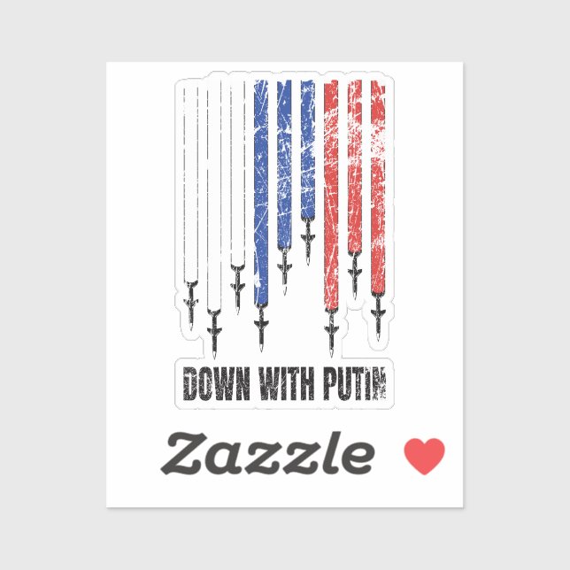 Sticker A bas Poutine contre la paix Ukraine (Feuille)