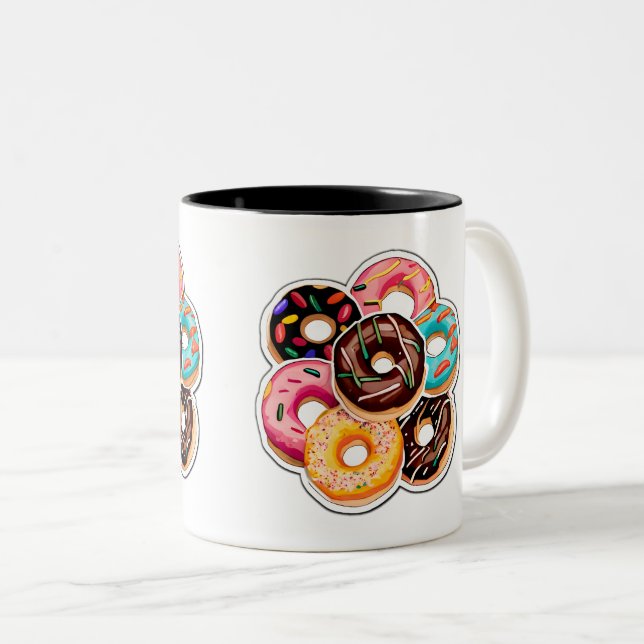 Sticker à beignets Art Mug à deux tons, 11 oz (Devant droit)