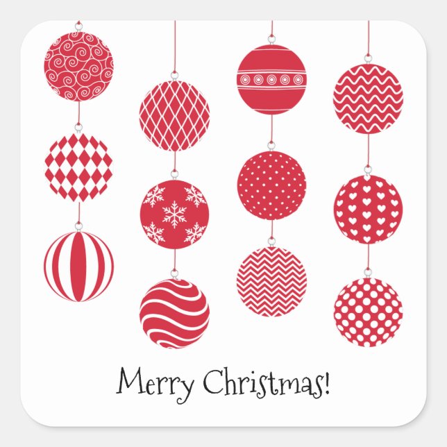 Sticker à boules rouges de Noël (Devant)