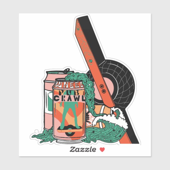 Sticker à canne à roulettes (Feuille)