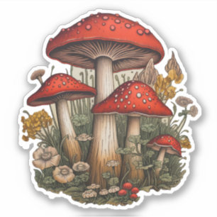 Sticker à champignons rouges