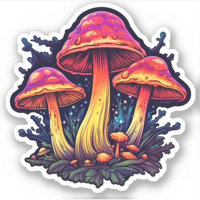 Sticker à champignons Trippy : Un plaisir psychédé (Devant)