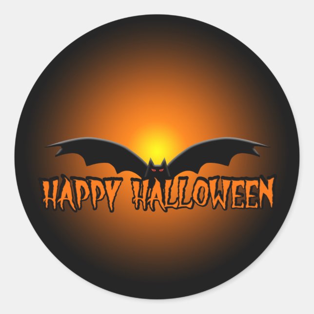 Sticker à chauve-souris Orange Black Happy Hallowe (Devant)