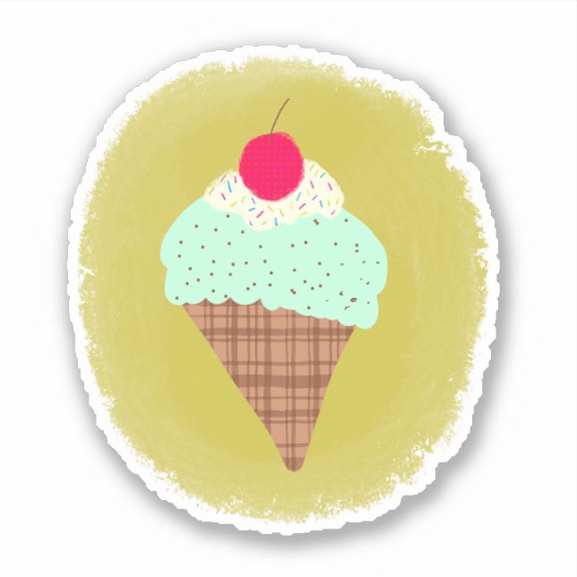 Sticker à cône de chocolat à la menthe (Devant)