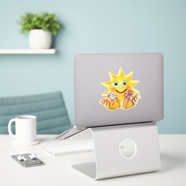 Sticker à cône de crème glacée pour enfants (Ordinateur portable sur le bureau)