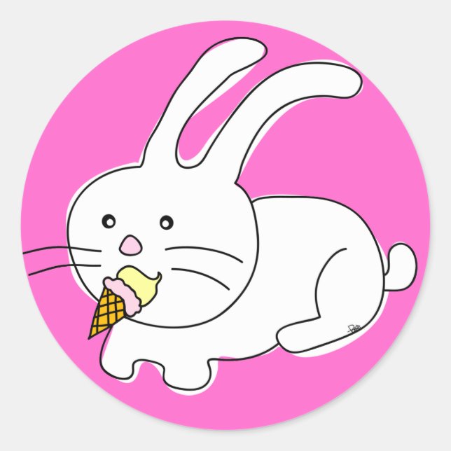 Sticker à cône de crème glacée pour lapin (Devant)