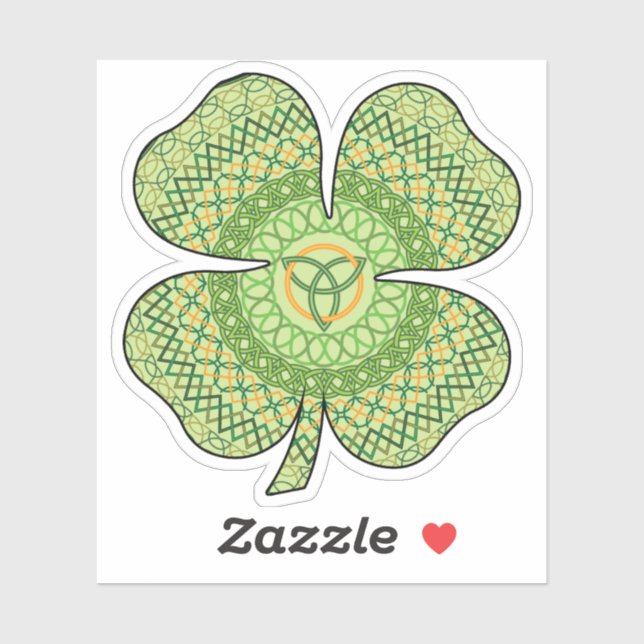 Sticker à contours Shamrock celtique (Feuille)