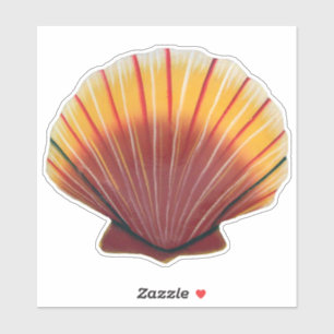 Sticker à coquille de pétoncle orange et rouge
