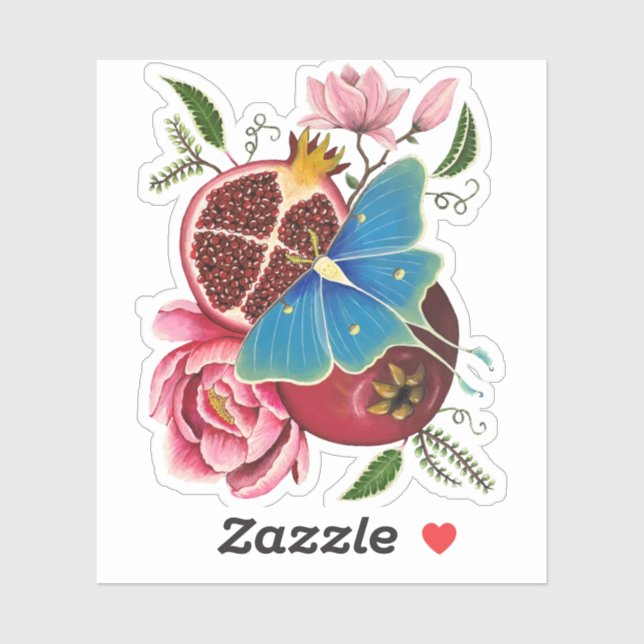 Sticker à découpe laser de grenade et de luna moth (Feuille)