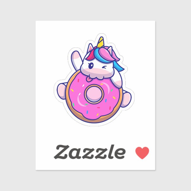 Sticker à Donut Unicorn mignon (Feuille)