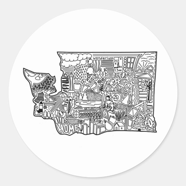 Sticker à doodle Washington (Devant)