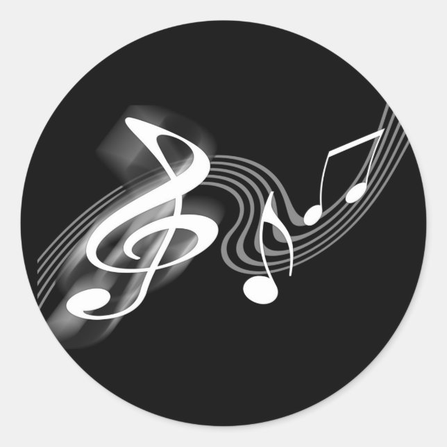 Sticker à échelle musicale noire et blanche (Devant)