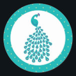 Sticker à enveloppe de peacock<br><div class="desc">Autocollant tendance mais élégant. Dispose d'un paon élégant avec une bordure de motif. Design chic et moderne. Ajoutez votre propre libellé. Peut être personnalisé pour une douche nuptiale,  une fête d'anniversaire ou un événement similaire. Produits correspondants disponibles dans ce magasin.</div>