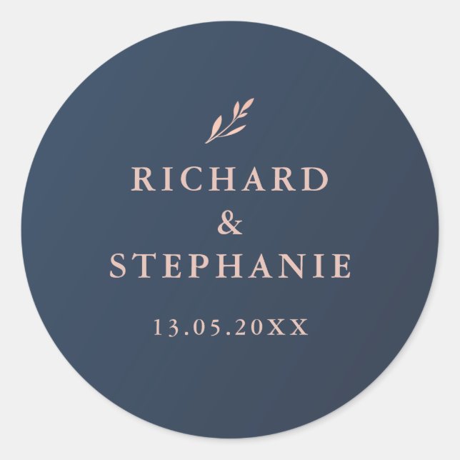 Sticker à enveloppe de scellés marine et rose en f (Devant)