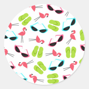 Sticker à enveloppe pour Flamants roses et lunette