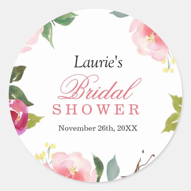 Sticker à Fête des mariées d'aquarelle rose (Devant)