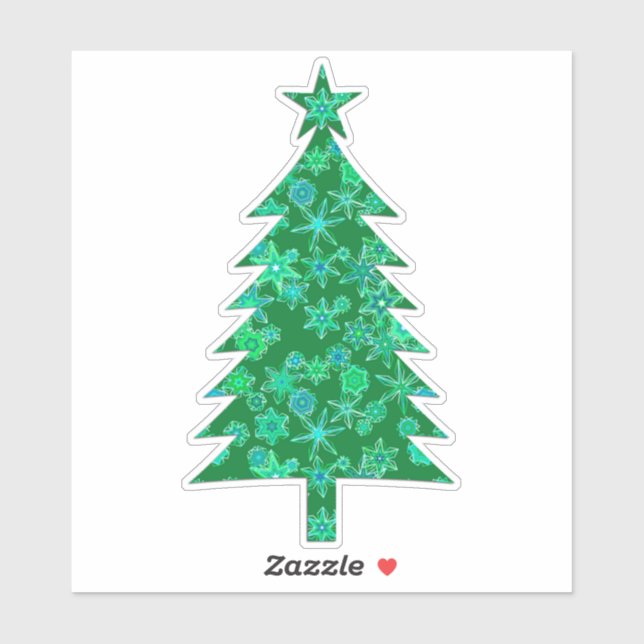 Sticker À feuillage persistant avec Snowflakes Christmas T (Feuille)