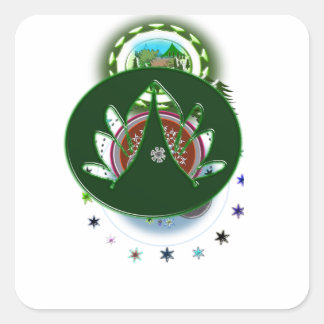 Sticker à feuilles vertes