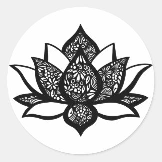 Sticker à fleurs de lotus noir et blanc