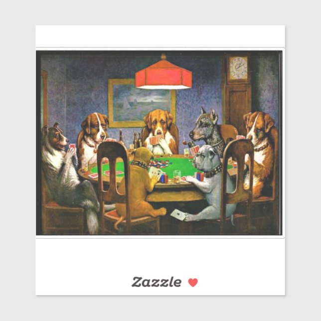 Sticker A Friend in Need, Dogs Playing Poker, (Feuille)