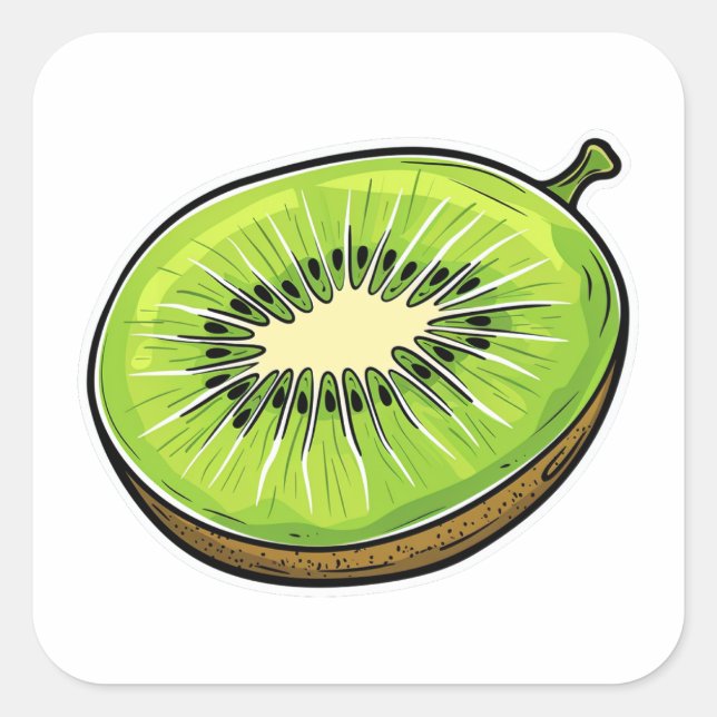 Sticker à fruits Kiwi mignon - frais et amusant! (Devant)