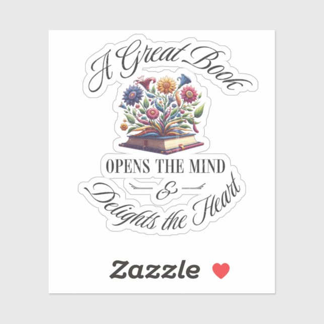 Sticker A Great Book Delights Floral  (Feuille)