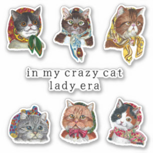 Sticker À l'époque de ma folle dame aux chats drôle et est