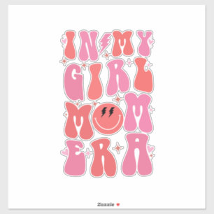 Sticker À l'ère de ma fille et maman Rétro Groovy Fête des