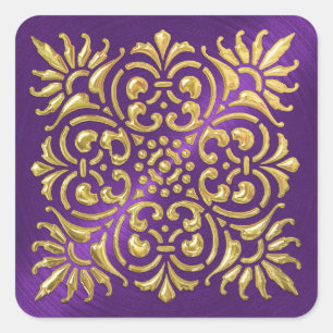 Sticker à look Embossé Ornate Purple et Or