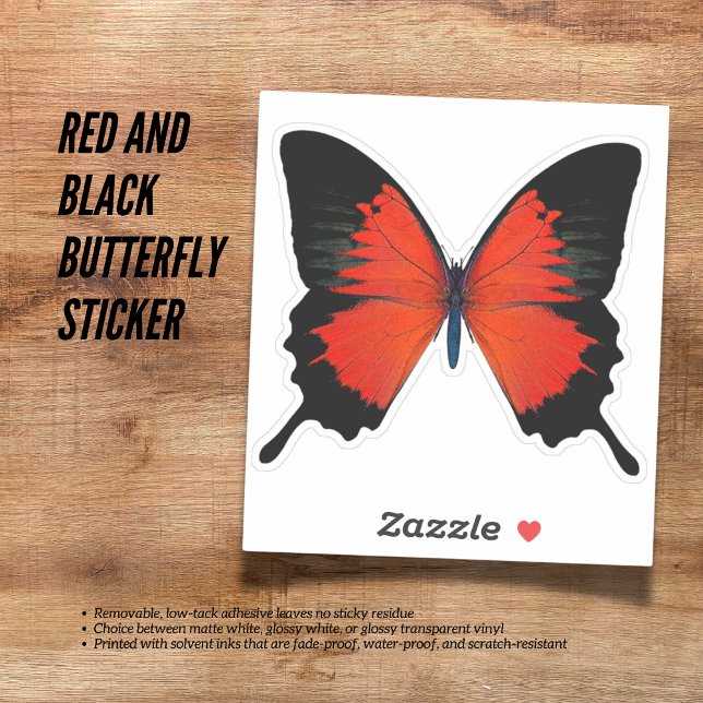 Sticker à papillon rouge et noir (The Butterfly Studio
Red and Black Butterfly Sticker)