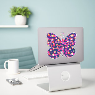 Sticker à papillon Vintage funky à motifs floraux