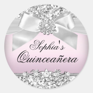 Sticker à Parties scintillant rose argent et bijou