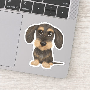 Sticker À poils durs Dachshund   Teckel de chien de carica