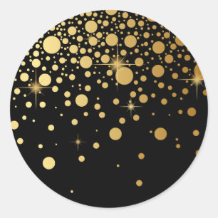 Sticker à points Confetti Faux Gold Foil   Noir