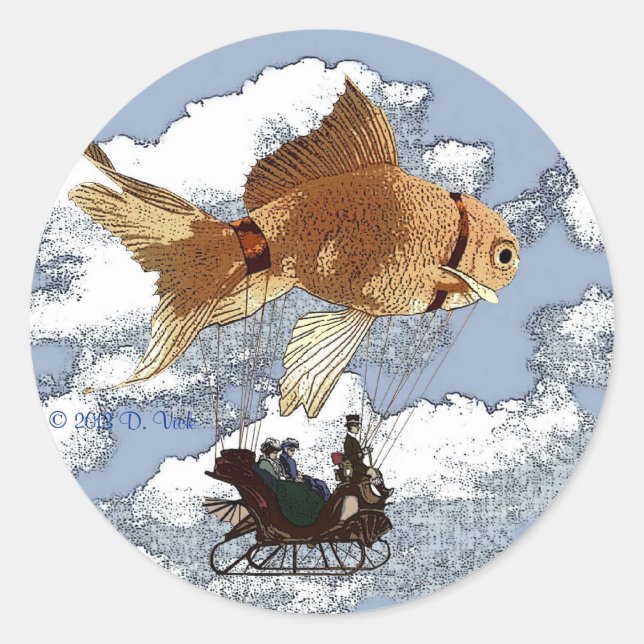 Sticker à poisson rouge rond (Devant)