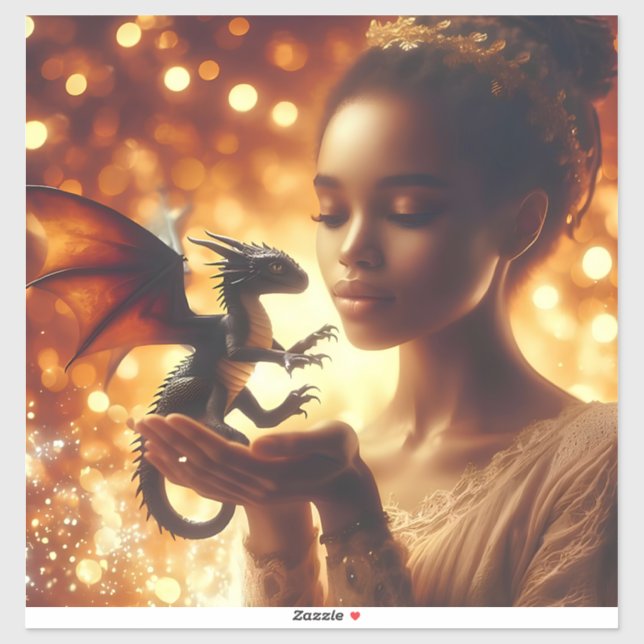 Sticker  a princess and her baby dragon (Feuille)