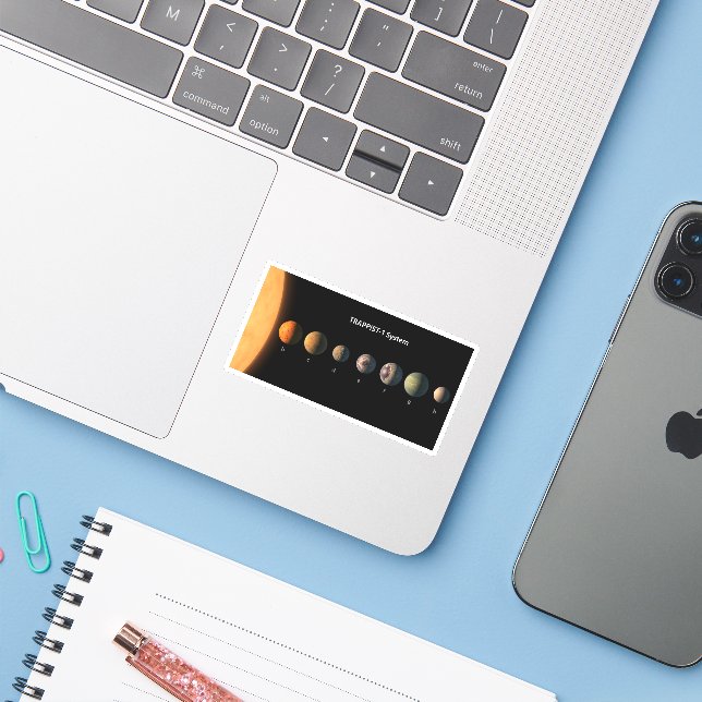 Sticker À quoi ressembleraient les sept planètes de Trappi (Ordinateur portable avec iPhone)