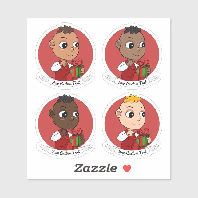 Sticker A set of diverse cute Christmas baby cartoons - v2 (Feuille)