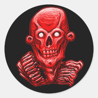 Sticker à tête de crâne Zombie rouge