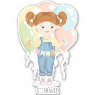 Sticker à tête rouge pour fille d'anniversaire